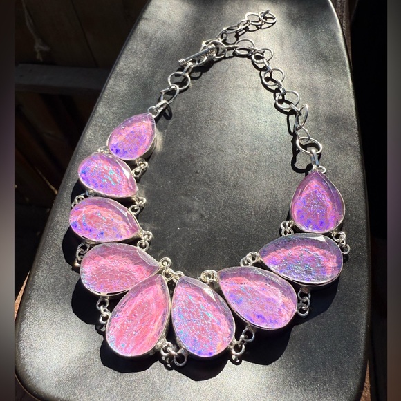 Pink Australian Triplet Opal Necklace! 925 Sterling Silver Stamped! - Picture 15 of 16